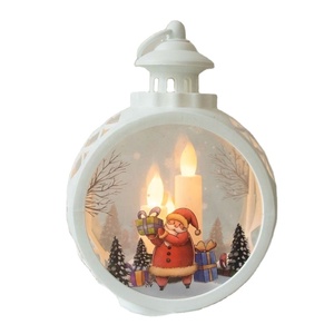 Grand support pour bougies LED sans flamme, lanterne de Noël en plastique, verre et bronze pour l'intérieur et l'extérieur - Product Image 4