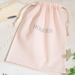 OEM Hotsale Custom Logo Printed Pink Cotton Linen <b>Drawstring</b> <b>Bag</b> <b>Makeup</b> Brush Cosmetic Perfume Storage Cotton <b>Bag</b> - Product Image 2