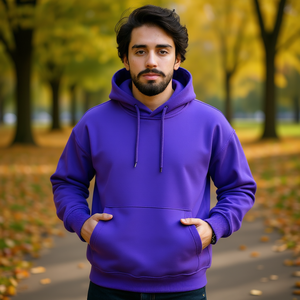 Sweat-shirt à capuche en molleton violet foncé pour homme, personnalisable avec impression sur mesure, service OEM, coupe classique, idéal pour l'hiver - Product Image 2