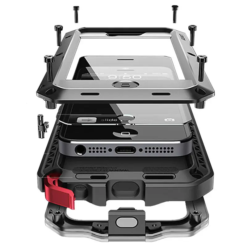 A prueba de polvo a prueba de golpes armadura Metal caja del teléfono celular caja del teléfono resistente para iPhone 13 Pro Max 12 11 XR 8 7 Plus 6