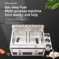 Friteuses à gaz professionnelles en acier inoxydable pour table, double cuve 6L, friteuse à gaz propane pour restaurant