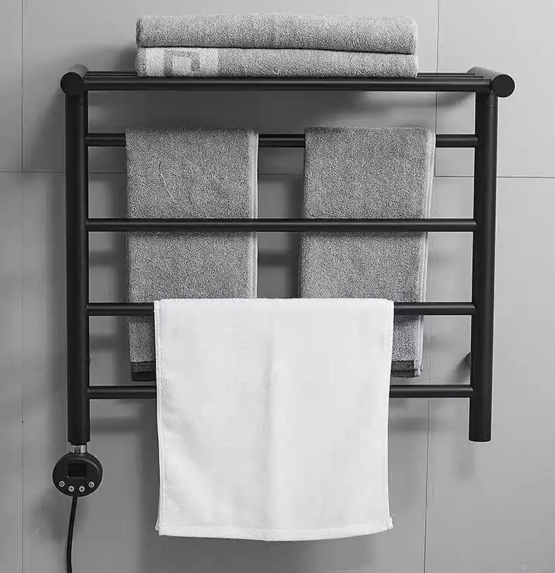 Haute qualité numérique électrique chauffant porte-serviettes séchage porte-serviettes noir mat salle de bain plus chaud contrôleur thermostatique