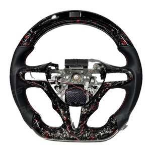 พวงมาลัยคาร์บอนไฟเบอร์แท้สีแดง พร้อมหนังเรียบ สำหรับรถยนต์ฮอนด้า ซีวิค รุ่นที่ 8 9 10 ปี 2001 2005 2008 2012 <span class=keywords><strong>2022</strong></span> พร้อมไฟ LED - Product Image 1