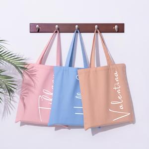 Sac fourre-tout en coton biologique avec logo personnalisé, toile écologique avec longue poignée, recyclable et motif de lettres coloré - Product Image 2