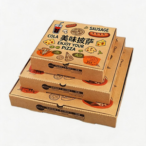Boîtes d'emballage pour pizza imprimées avec des dessins animés personnalisés, 3 tailles empilables, pack familial, boîtes en carton ondulé avec design gratuit - Product Image 1