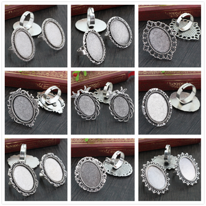 5pcs/बहुत कुछ 18x25mm विंटेज पीतल ओवल समायोज्य अंगूठी सेटिंग्स खाली आधार, फिट 18x25mm Cabochons के छल्ले Bezel ट्रे गहने निष्कर्ष - Product Image 5