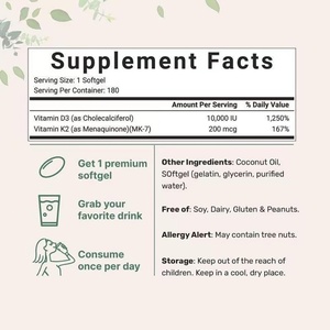 Complément Alimentaire de Haute Qualité Vitamine D3 & Vitamine K2 2-en-1 Améliore la Santé du Cœur et des Articulations Gélules Molles - Product Image 4