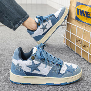 Chaussures de basket en jean pour homme Maillard, bout rond, à lacets, motif étoile patchwork, tendance mode, décontractées, pour la marche - Product Image 6