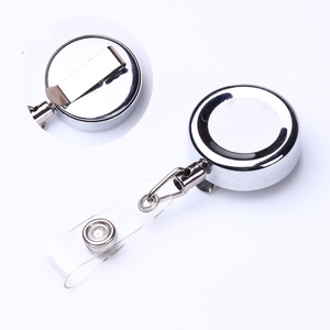 Heada Customizable Metal Retractable Wire Rope Buckle Easy-Pull <b>ID</b> Badge Alligator Clip <b>Holder</b> Reel 450mm School Office - Product Image 5