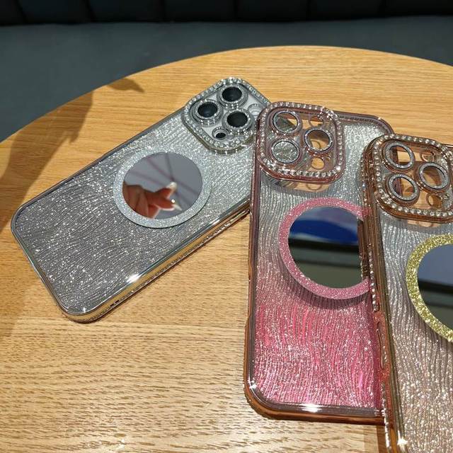 Luxury Electroplate TPU Shockproof Glitter Gradient Mirror Ins Style Mobile Phone Cases for for 17/16 Pro Max/11-15 Plus Girl