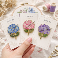 Support magnétique pour aiguilles en émail dur personnalisé, motif floral d'hortensia antique coloré, accessoire de couture artisanal, vente en gros
