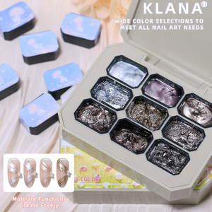 Wholesale KLANA 9 Colors <b>Macaron</b> Painting Gel Pastel Sponge Tap Gradient Nail Pigment Soak Off UV LED Nail Art Paint Palette - Product Image 5