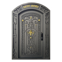 Porte d'entrée moderne en fer forgé à la main, style méditerranéen, pour villa, à simple battant, double face, anti-effraction