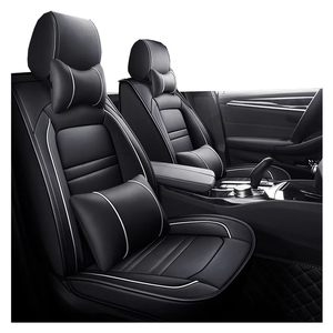 <strong>Leather</strong> Car Seat Covers, Faux Leatherette Automotive Vehicle Cushion Cover for 5 Passenger Cars &amp; SUV Universal Fit Set for Auto - Product Image 1