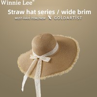 Chapeau de paille d'été pour femmes, protection UV, respirant, coupe-vent, grande taille
