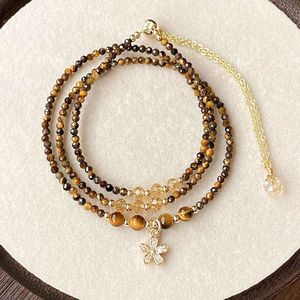 Women's Electroplated Natural Golden Rutile Quartz Faceted Yellow Tiger's Eye Multilayer Three-Strand <b>Bracelet</b> <b>Bead</b> 3699 Faceted - Product Image 3