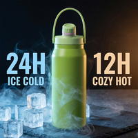 Bouteille d'eau en acier inoxydable sans BPA de haute qualité avec logo personnalisé, gourde isotherme premium anti-fuite avec couvercle à paille 2-en-1