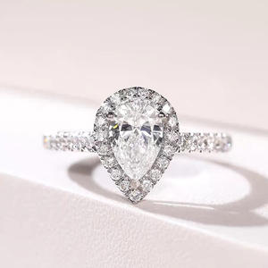 Handgemaakte Custom 14K Wit Goud Met 1ct Peer <span class=keywords><strong>Cut</strong></span> Moissanite <span class=keywords><strong>Diamond</strong></span> Eternity Engagement Ring - Product Image 3