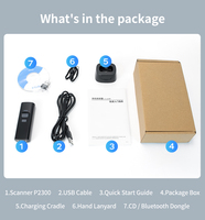 Escáner de código de barras 2D P2300 Mini con base de carga, lector de códigos QR inalámbrico Bluetooth para punto de venta, compatible con iPad y Android