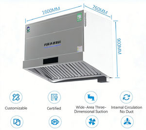 Canopée sans conduit en acier inoxydable pour îlot/mur |   <span class=keywords><strong>Purificateur</strong></span> <span class=keywords><strong>d</strong></span>'<span class=keywords><strong>air</strong></span> avec lumière UV intégrée et filtre à charbon Système intégré sans ventilation - Product Image 6