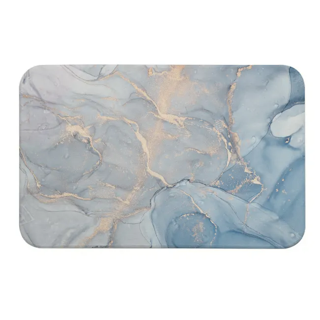 Skymoving Top Supplier New Blue Marble Diatomite Stone Alfombrilla de baño Tierra de diatomeas Alfombrilla de baño de piedra de secado rápido