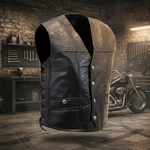 Chaleco de cuero para hombre con estilo personalizado de alta calidad, moda de motorista para hombres y mujeres, chaleco de moto de moda - Product Image 2