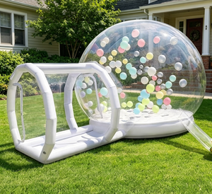 Casa Gonfiabile Trasparente con Tunnel, Tenda a Bolla in PVC Chiaro Piena di Palloncini per Feste di Compleanno, Matrimoni e Feste in Giardino - Product Image 3