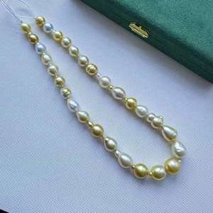 תכשיטים 10-12mm מי ים דרום הים טבעי זהב ולבן לערבב צבע פנינת מחרוזת שרשרת לתכשיטים ביצוע מוכן ספינה - Product Image 4