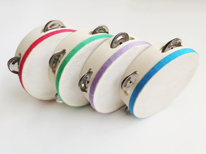 Wholesale Colorful Single-Row Wooden Tambourine Orff Percussion Instrument Musical <b>Hand</b> <b>Drum</b> Musical Toy for Kids Playing - Product Image 5