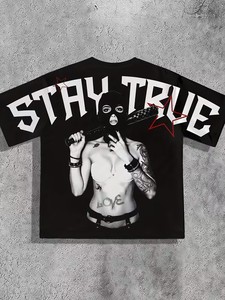 T-shirt noir pour homme à imprimé squelette, style gothique, col rond, manches courtes, 100 % coton jersey, coupe ample, logo au dos - Product Image 2