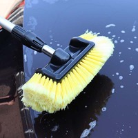 Brosse de lavage de voiture à poils souples de qualité industrielle, long manche en aluminium, extension de portée pour le débit d'eau, nettoyage extérieur de camping-car, SUV, camion, OEM