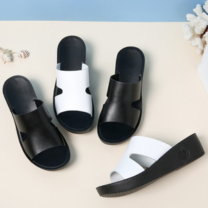 Xuanhui Ultimi Sandali Estivi in Pelle Bianco e Nero <span class=keywords><strong>con</strong></span> <span class=keywords><strong>Zeppa</strong></span> 5cm, <span class=keywords><strong>Ciabatte</strong></span> Comode da Spiaggia per Donne - Product Image 6