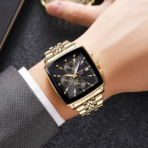 Skmei Men's Quartz Watch Gold Stainless Steel Band Chronograph Calendar Waterproof Luminous Business Watch - Product Image 2
