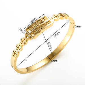 Brazalete ajustable de acero y titanio chapado en oro, joyería de moda al por mayor, brazalete <span class=keywords><strong>abierto</strong></span> hueco de acero inoxidable - Product Image 6