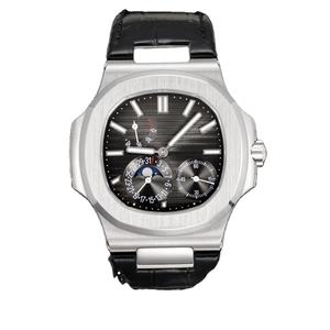 Reloj Automático para Hombre con Forma de Tonneau, Correa de Cuero de Cocodrilo Genuino, Esfera Vertical Turquesa, Cronógrafo con Fase Lunar - Product Image 2