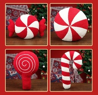 Coussin décoratif de Noël transfrontalier en forme de flocon de neige, jouet en peluche, bâton de bonbons, ornement de vacances, cadeau