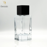 Vente en gros bouteille de parfum en verre vide de luxe de 100ml avec bouchon pulvérisateur carré rond et rectangle recharge