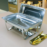 Ensemble de chauffe-plats de luxe approvisionné en usine ensemble de chauffe-plats en acier inoxydable présentoir chauffant ensemble de chauffe-plats