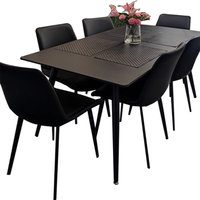 Ensemble table et chaises de salle à manger minimalistes modernes, plateau rectangulaire uni, table de salle à manger avec pieds en métal et 4 chaises en PU pour petits espaces