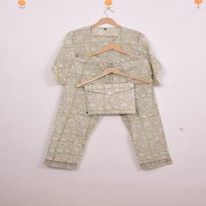 Ensemble de pyjama imprimé floral uni - Vêtements de nuit en coton artisanal, pyjama d'été bohème pour femmes et vêtements de détente, cadeau - Product Image 6