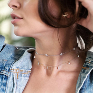 <span class=keywords><strong>Vendita</strong></span> calda <span class=keywords><strong>gioielli</strong></span> raffinati per le donne collana in oro bianco con ciondoli Mini chiaro zircone charm catena a maglie per matrimoni e feste - Product Image 6