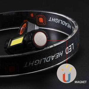 Lampada Frontale <span class=keywords><strong>LED</strong></span> Ricaricabile 800mAh Multifunzione COB Torcia per Corsa Fascia Regolabile Impermeabile - Product Image 5