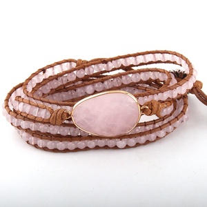 Bracciale alla Moda con Perline, Fatto a Mano, con <span class=keywords><strong>Pietre</strong></span> <span class=keywords><strong>Naturali</strong></span> e Ciondolo in Pietra, Braccialetti a 5 Fili Avvolgenti, per Dropshipper - Product Image 5