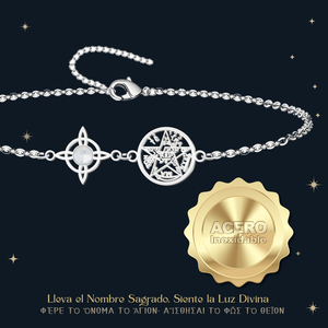 Bracciale Tetragrammaton con pietra di quarzo bianco e acciaio inossidabile nodo della strega portafortuna protezione amuleto bracciali con perline pregiati - Product Image 2