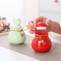Boîte à thé en céramique mignonne et adorable en forme d'animal, pot scellé 160 ml, style maison fraîche, créatif, pour encens ou cendres d'animaux, logo personnalisable