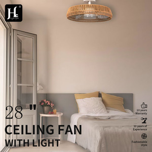 Hc พัดลมเพดาน 28 นิ้ว พร้อมไฟ LED รีโมทคอนโทรล ดีไซน์ไม้ สไตล์สแกนดิเนเวียน สำหรับห้องนอน 220V - Product Image 6