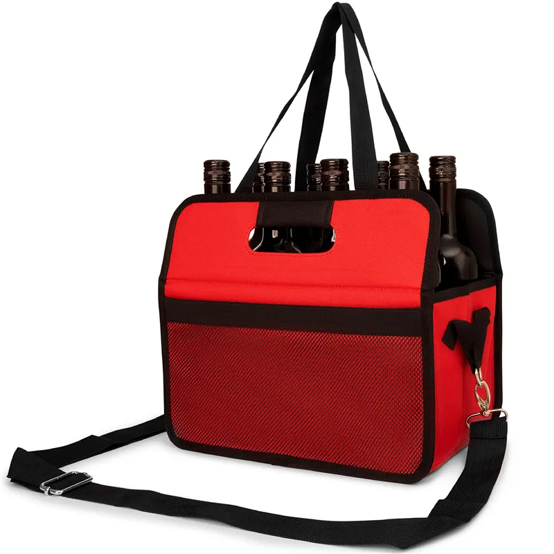 Piquenique personalizado Multiuse Mercearia Presente Dobrável Reutilizável Heavy Duty Drinks Holder Bag Tote 6 garrafa Portadora De Garrafa De Vinho