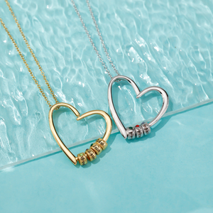 Collar con Colgante de Corazón con Nombre de Familia, Joyería de Cumpleañ<span class=keywords><strong>os</strong></span> y Navidad para Madre, Abuela, Esposa, Amigas, con Cuentas de Piedras de Nacimiento Grabables - Product Image 2