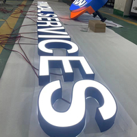 Lettres lumineuses LED 12V en acier inoxydable avec bordure, boîte lumineuse plate, logo de magasin en extérieur, personnalisation