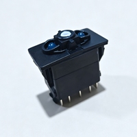 Interrupteur à bascule DPDT (ON)-OFF-(ON) 10P DC12V24V, sans couvercle, double LED bleue longue durée, pour voiture, bateau, camion, moto